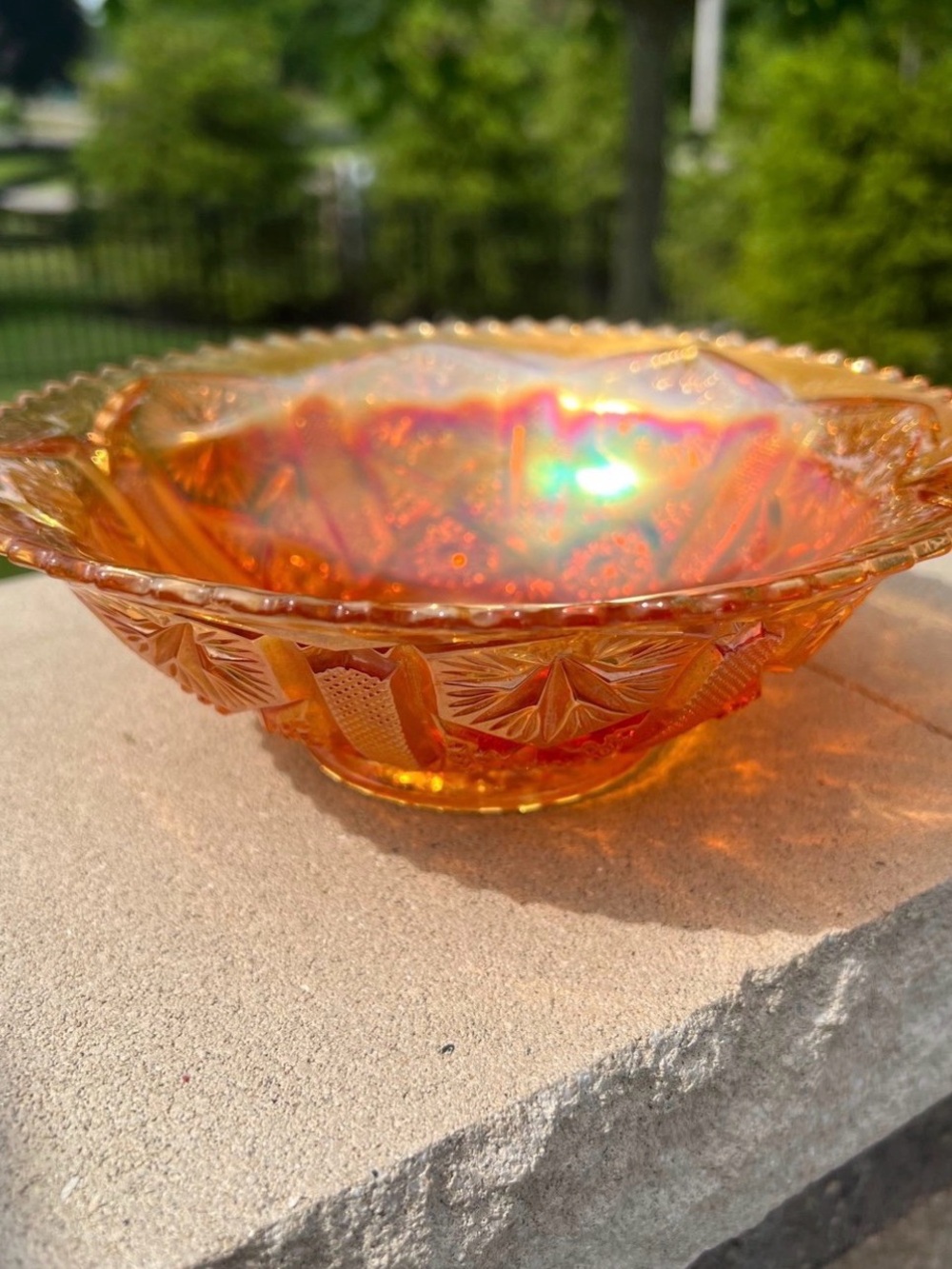 Vintage Carnival glass Star & file Marigold by imperial glass